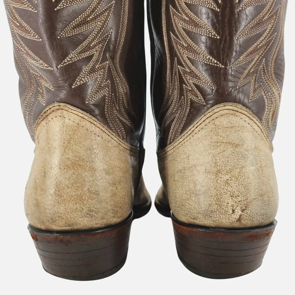 Nocona Cape Buffalo Cowboy Boots Mens size 10D Brown Tan Exotic Leather Western - Picture 5 of 16